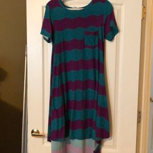 Carly LuLaRoe Teal/Fuchsia Leggings Fabric EUC